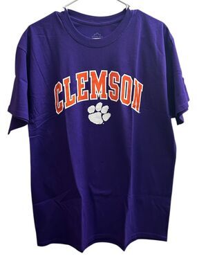 Elite Fan Clemson Tigers T-Shirt Purple Orange White Paw Logo NWOT Men's Large L